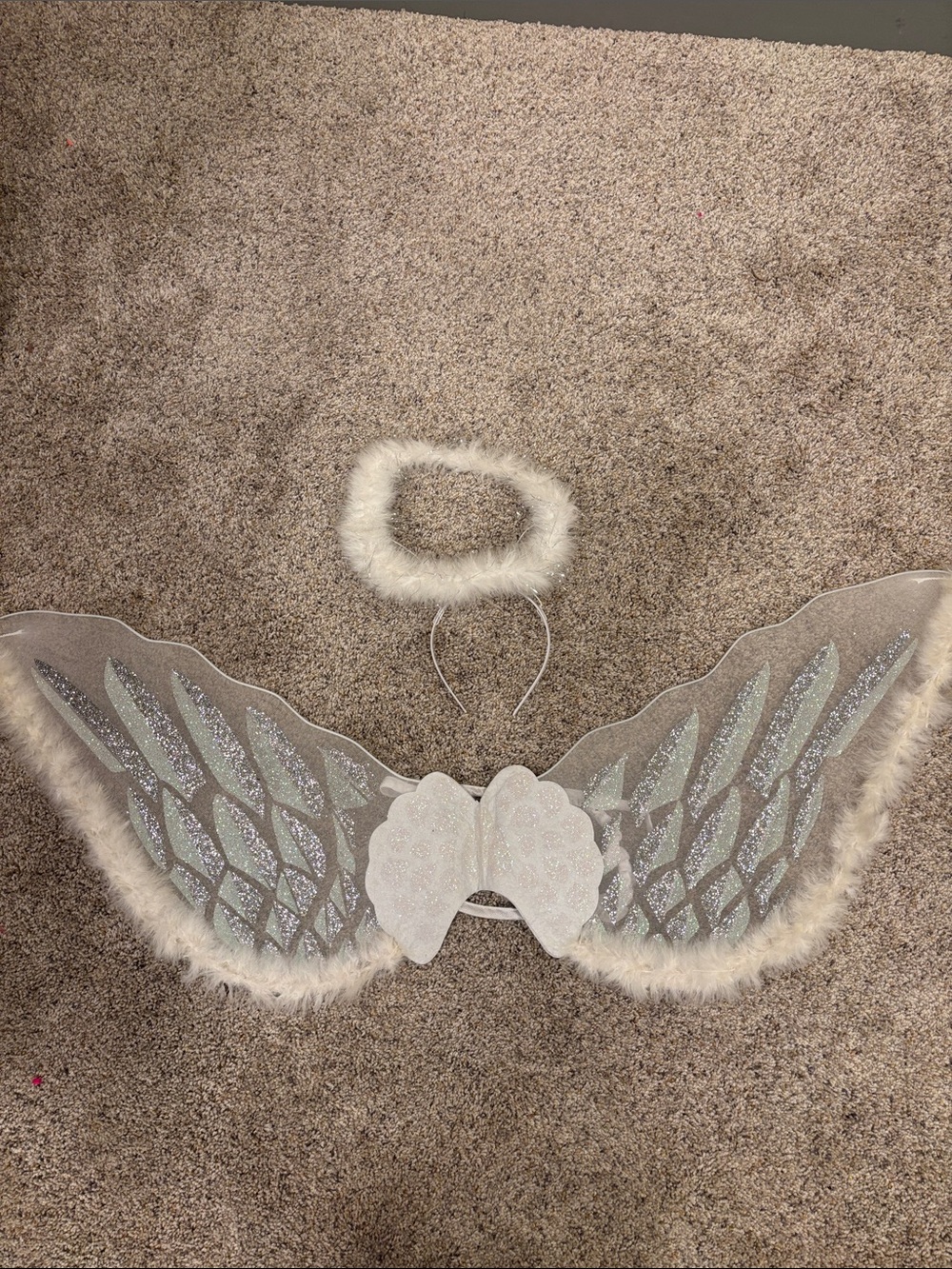 Spirit White Glitter Angel Wings and Halo Costume Set